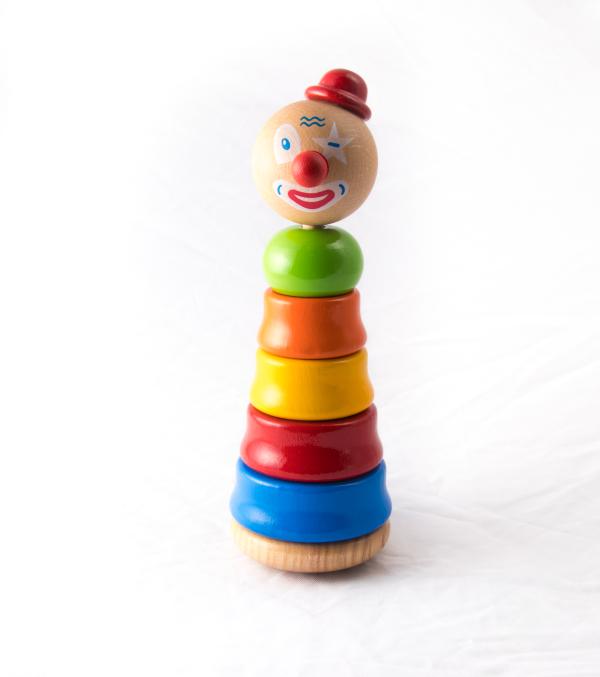 JOUET EN BOIS DU JURAS EMPILABLE CLOWN H 25.5 CM