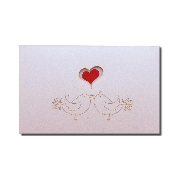 CARTE DOUBLE OISEAU COEUR