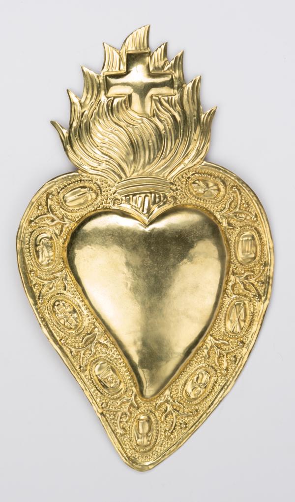 EX VOTO LAITON EMBOSSE ET DECOUPE MAIN. 24*14.5CM