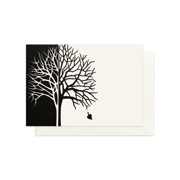 CARTE DOUBLE ARBRE NOIR 10.5*14.8 CM