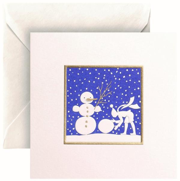 CARTE DOUBLE BONHOMME DE NEIGE 13.5*13.5 CM