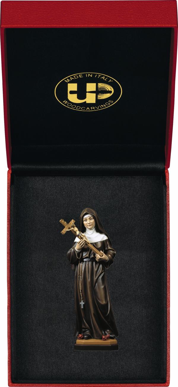 STATUETTE BOIS SAINTE THERESE DE LISIEUX  8cm DANS SON ECRIN