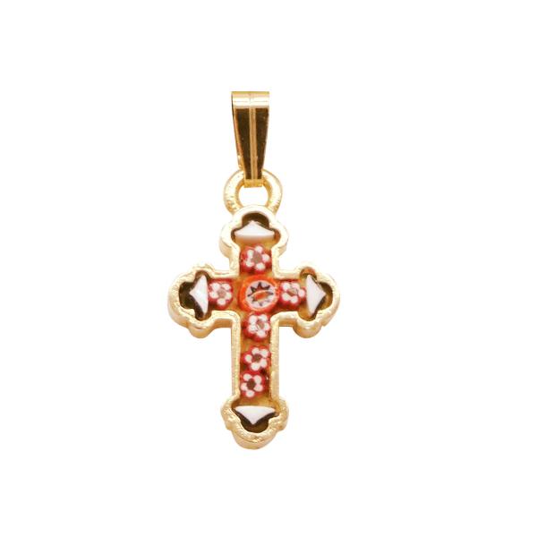 MOSAIQUE BIZANTINE PENDENTIF CROIX TRINITE 2*1 CM AVEC BOITE