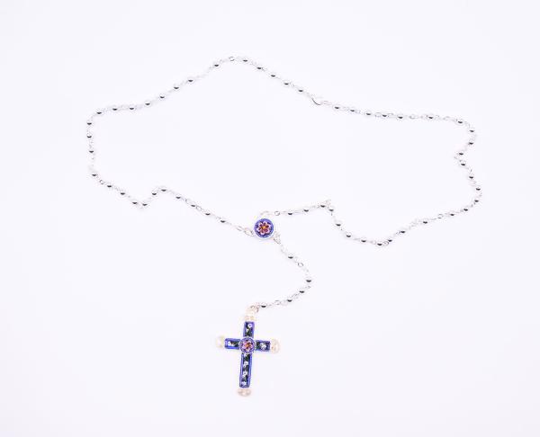 MOSAIQUE BIZANTINE PENDENTIF CROIX BLEUE