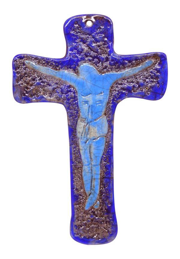 CROIX CERAMIQUE BLEU 16*11 CM