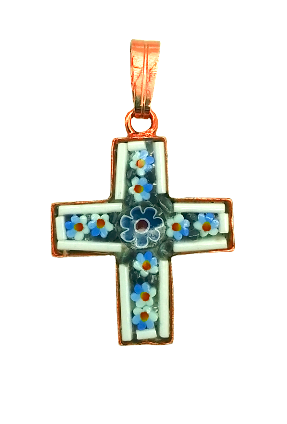 MOSAIQUE BIZANTINE PENDENTIF CROIX 2.3*1.8CM AVEC BOITE