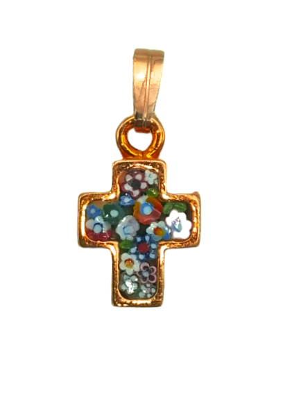 MOSAIQUE BIZANTINE PENDENTIF PETITE CROIX 1.2*1.8 CM AVEC BOITE