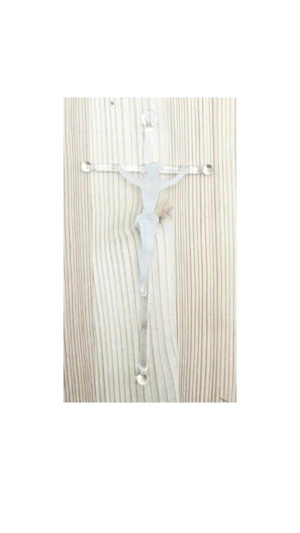 CRUCIFIX EN VERRE DE MURANO ET CHRIST SATINE