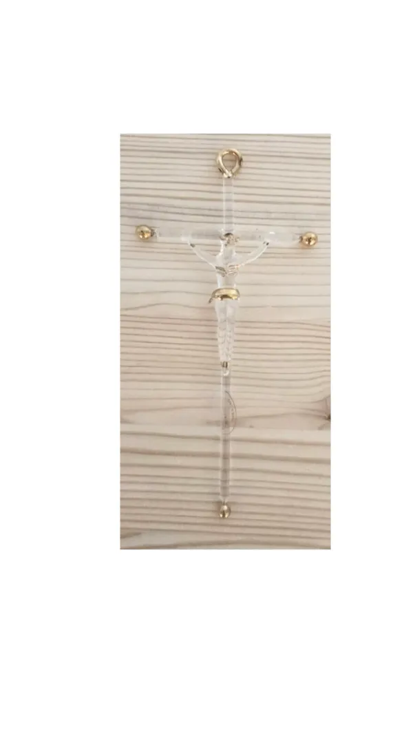 CRUCIFIX EN VERRE DE MURANO ET OR 13 CM