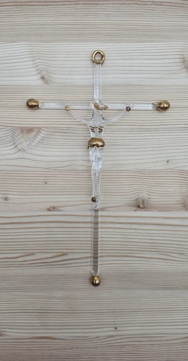 Crucifix en verre de Murano et or 23cm