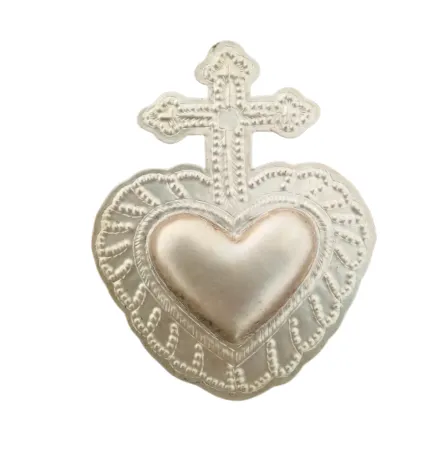 EX VOTO LAITON EMBOSSE ET DECOUPE MAIN. 12.5X16