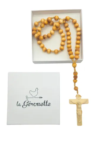 CHAPELET EN BOIS DANS BOITE GIROUETTE
