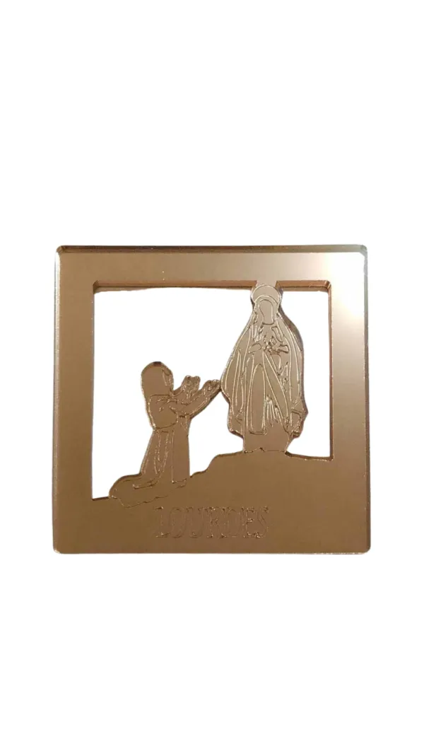 CADRE MURAL APPARITION MARIALE A STE BERNADETTE ROSE 10*10CM