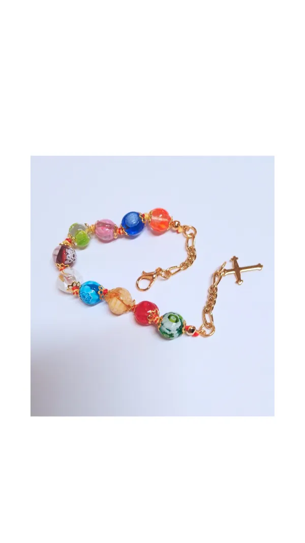 BRACELET MURANO MULTICOLOR TRANSPARENT COULEURS ACIDULES