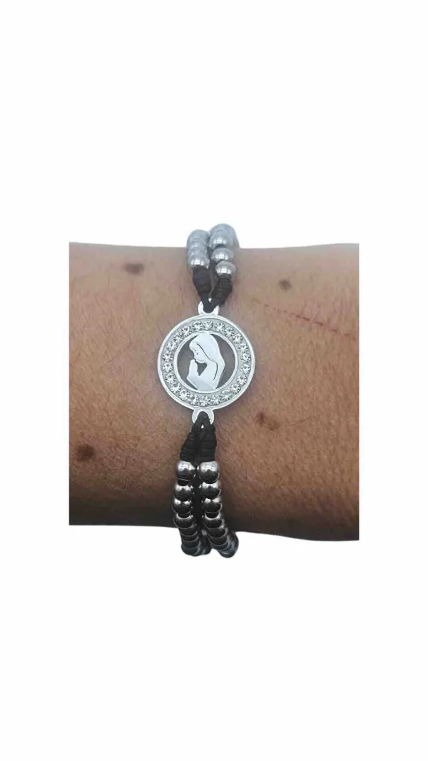 BRACELET CHAPELET INOX NATUREL ARGENTE