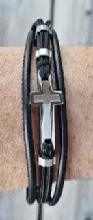 BRACELET HOMME NOIR EN CUIR VERITABLE