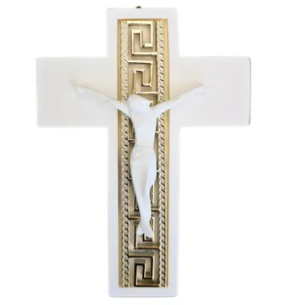 CRUCIFIX EN POUDRE DE MARBRE DORE 16CM 6210/751