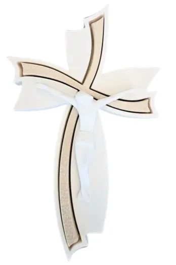 CRUCIFIX EN POUDRE DE MARBRE 16CM